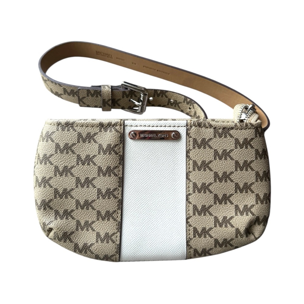 Michael Kors Tan and White Women's Belt Fanny Bag SM Size